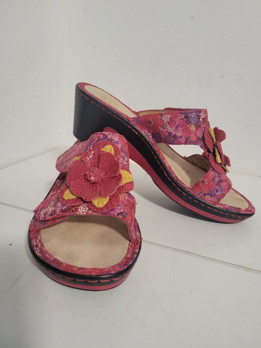 NWOT Alegria Spanish Leather Wedge Sandal Size 37